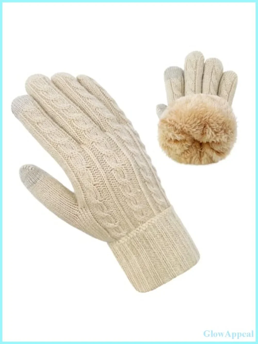 Knit Winter Gloves Touch Screen Thermal Fleece for Women